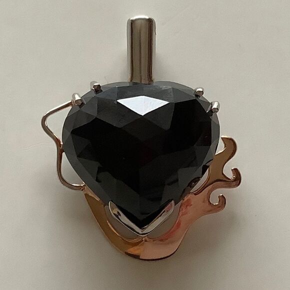 STERLING SILVER 925 GOLD PLATED DETAILS BLACK ONYX RARE HAND MADE LARGE PENDANT‌ - Picture 3 of 8